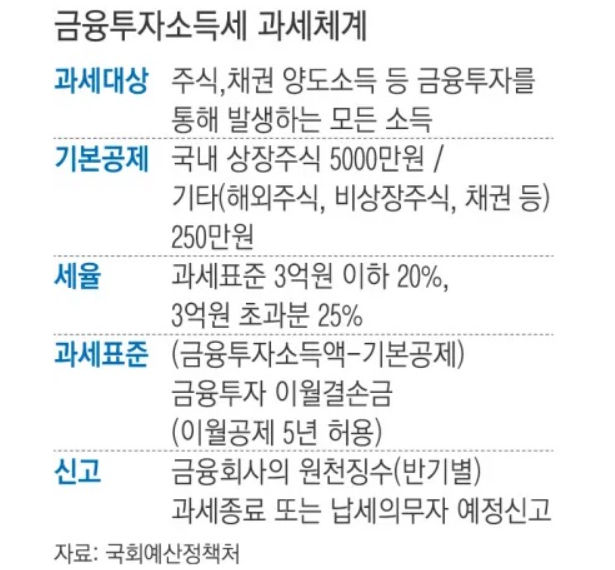  ▲금융투자소득세 과세체계(출처: 경향신문)